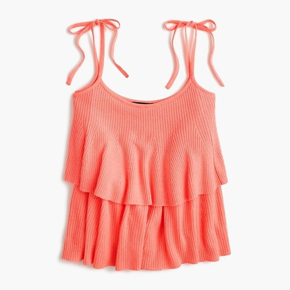 J. Crew NWT Tiered Top in Merino Wool, Coral, S